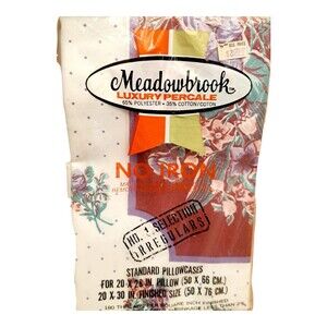 Vintage Meadowbrook Luxury Percale Purple Floral Pillowcases No Iron  NOS